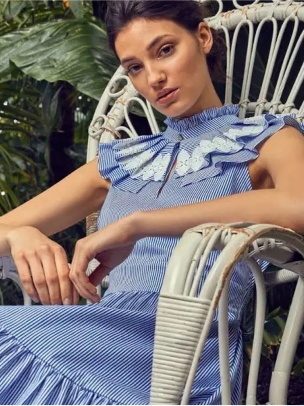 Ted baker kikkii size 2 us 4-6 Blue Striped Ruffle-Neck Women's Dress